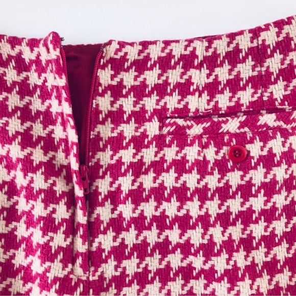 Lilly Pulitzer Pink Houndstooth Wool Skirt Size 8 - Picture 3 of 7